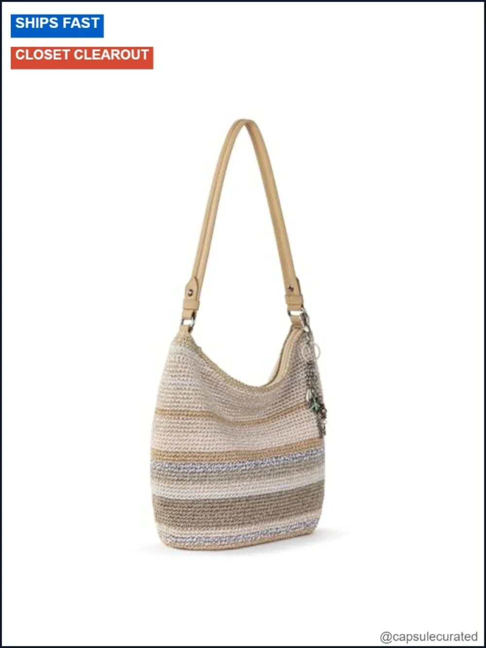 Hand Crochet Hobo Bag - Large Women's Purse, Tote with Zipper Pocket